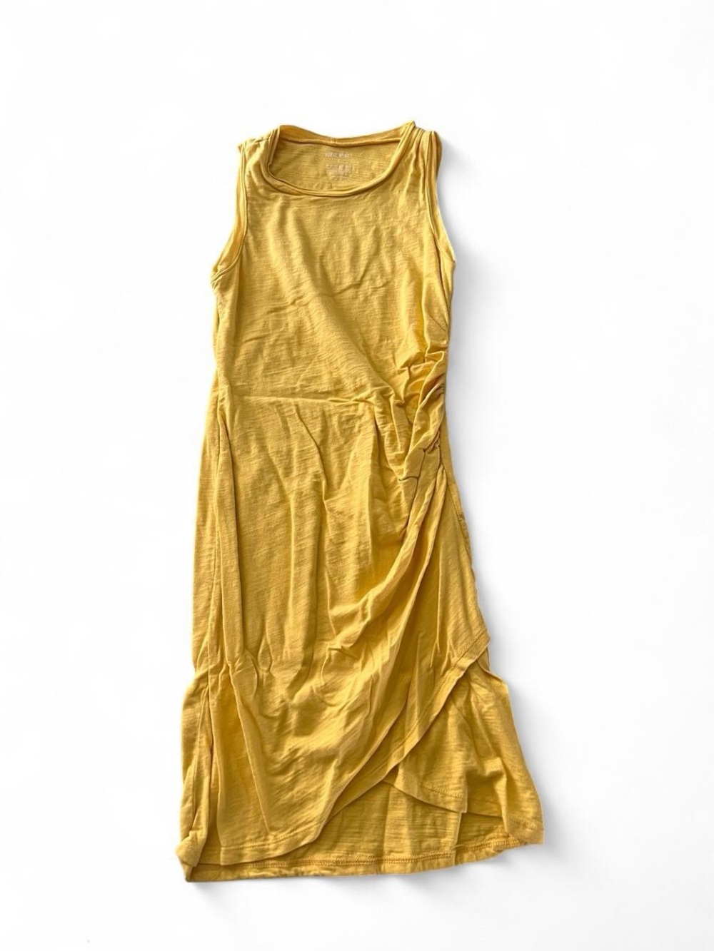 Nine West Sleeveless Draped Dress in Mustard Yellow
